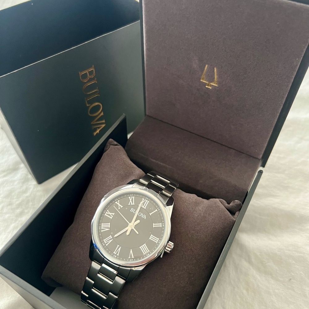 👑✅PRICE FIRM✅Mens Bulova Silver Watch with Black Dial. Brand new! - Picture 3 of 16